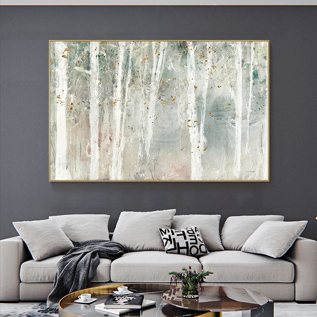 Forest Hang Painting Style Wall Art - Gold Frame Canvas