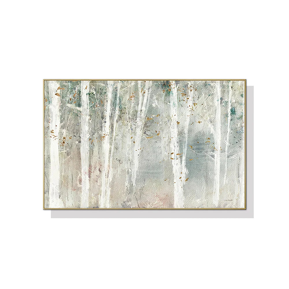 Forest Hang Painting Style Wall Art - Gold Frame Canvas