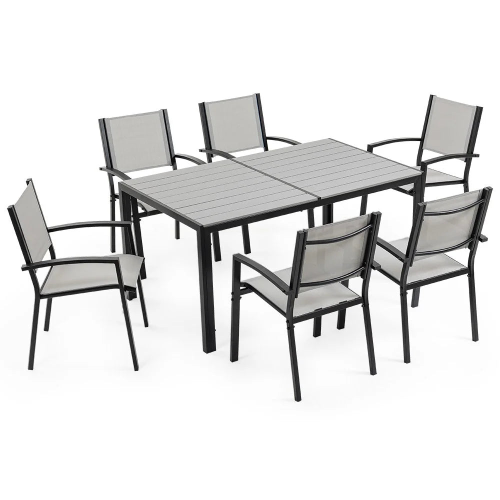 FORTIA 7pc Outdoor Dining Furniture Set Table and Chairs