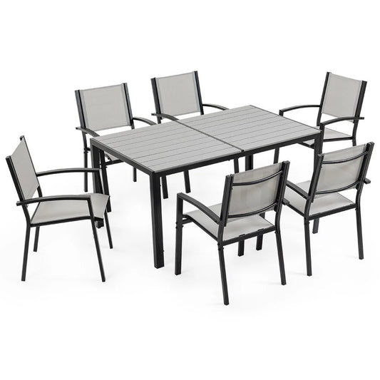 FORTIA 7pc Outdoor Dining Furniture Set Table and Chairs