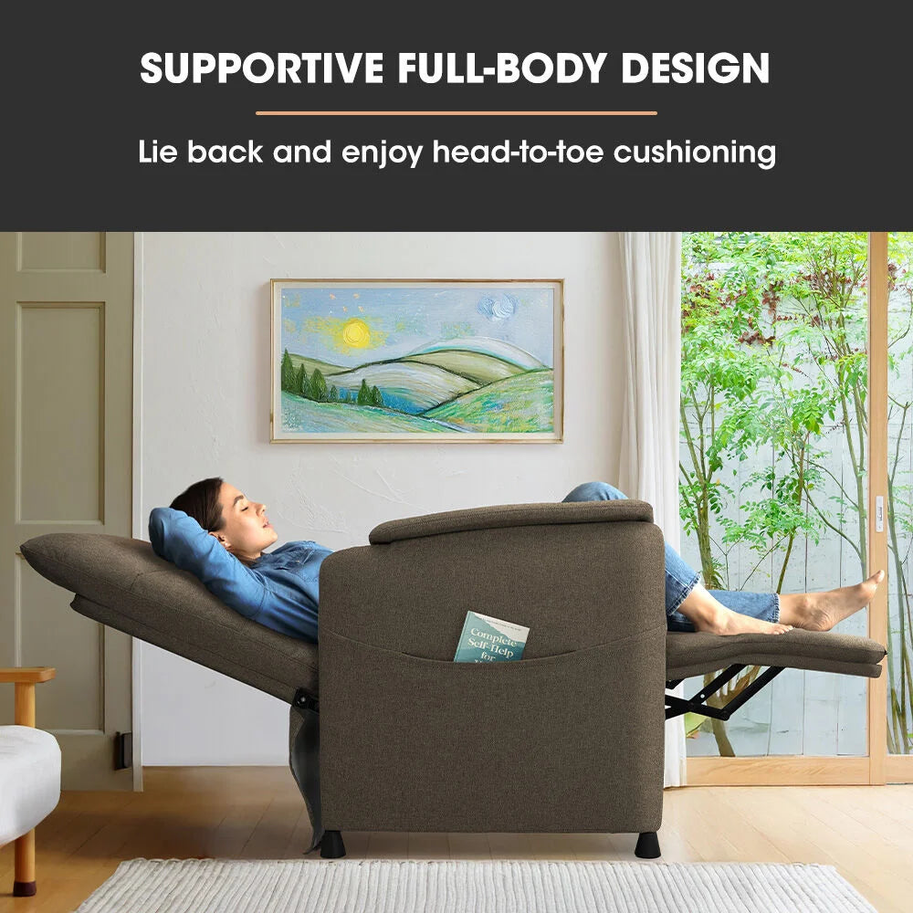 FORTIA Electric Armchair Recliner Single Fabric Chair Biege