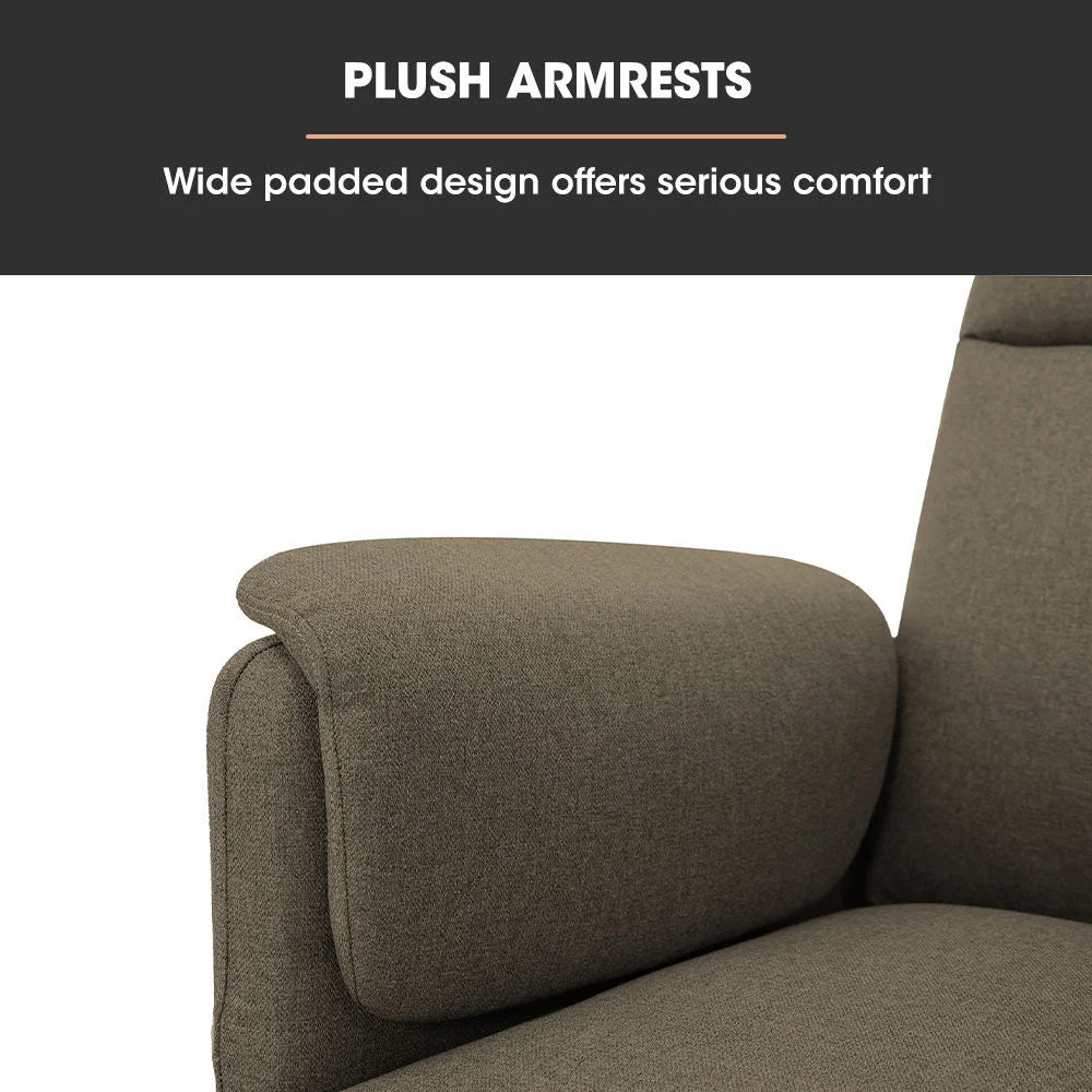FORTIA Electric Armchair Recliner Single Fabric Chair Biege