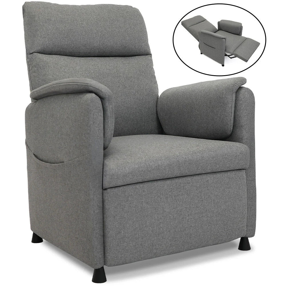 FORTIA Electric Armchair Recliner Single Fabric Chair Grey