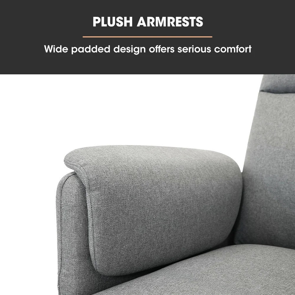 FORTIA Electric Armchair Recliner Single Fabric Chair Grey