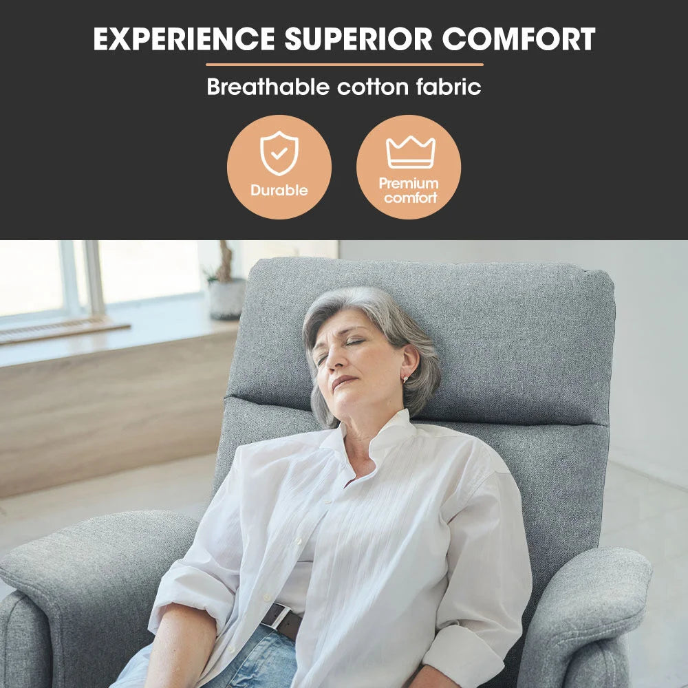 FORTIA Electric Armchair Recliner Single Fabric Chair Grey