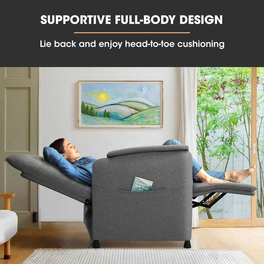 FORTIA Electric Armchair Recliner Single Fabric Chair Grey