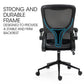 Black mesh office chair with hanging seat and stand hardware