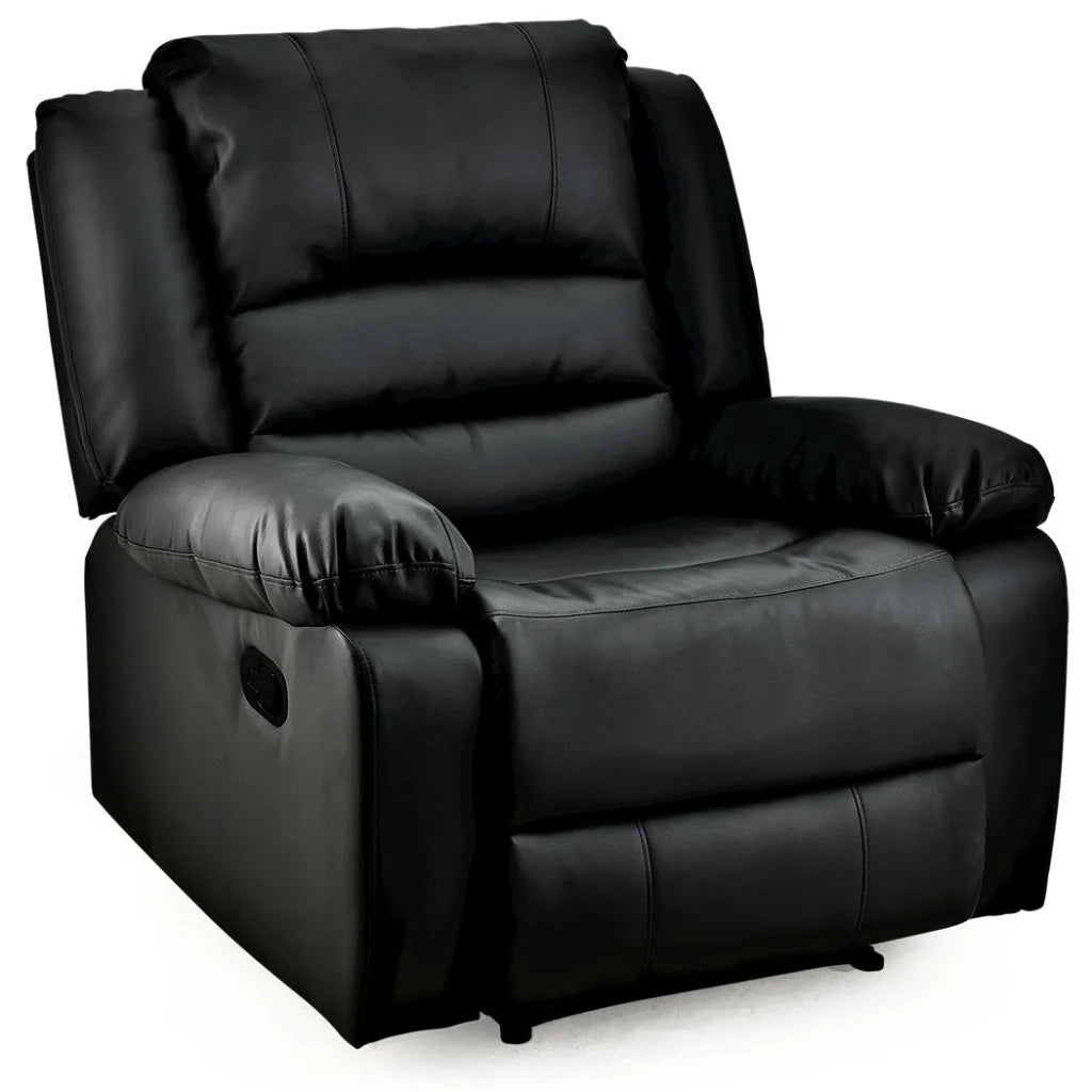 Black leather lounge armchair