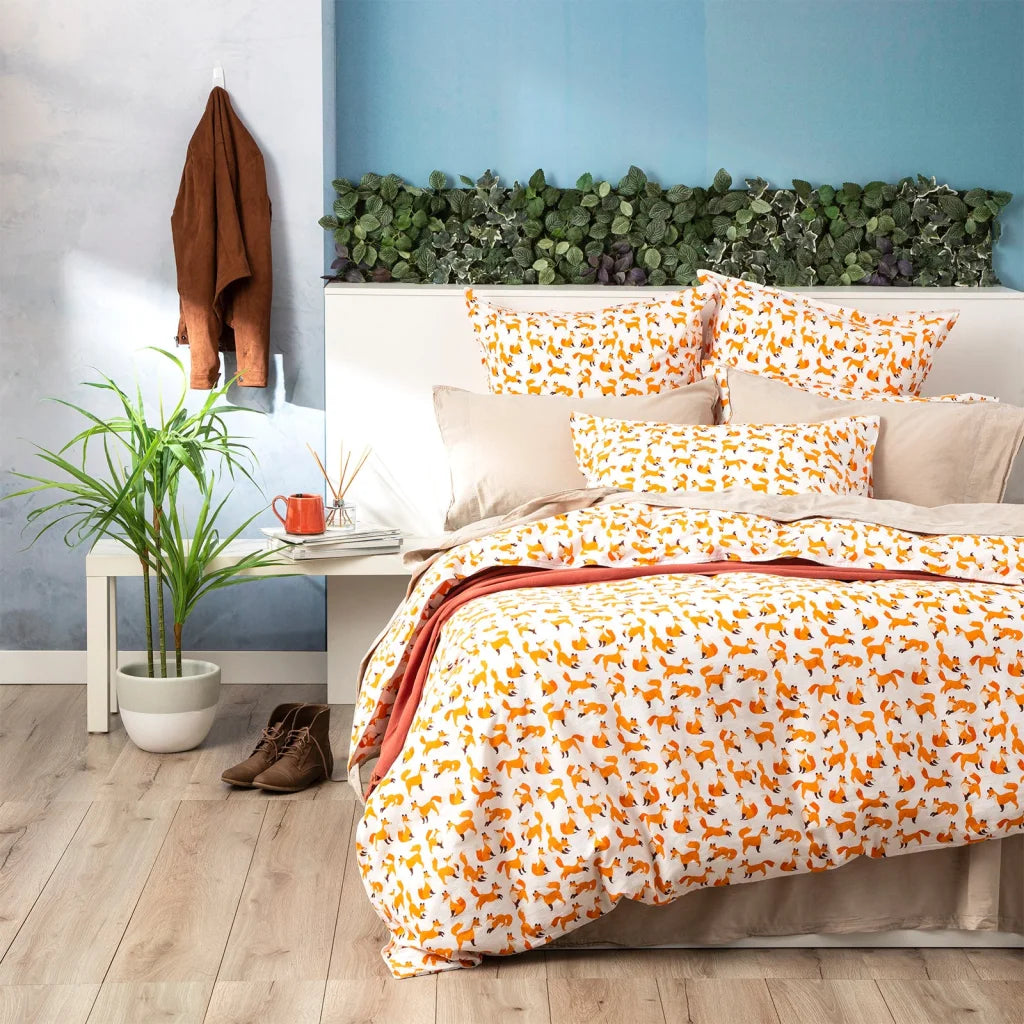 Fox European Vintage Washed Printed Cotton Quilt Cover Set