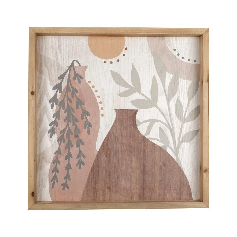 Framed Tropics w Abstract Vase Wall Art 40cm - Home &