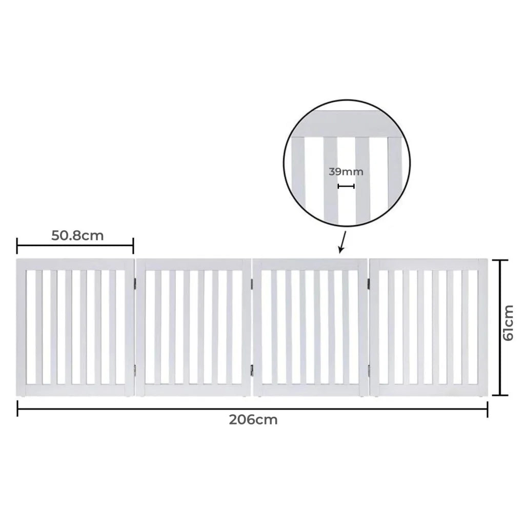 Freestanding Dog Gate Four Panel - White - Pet Care