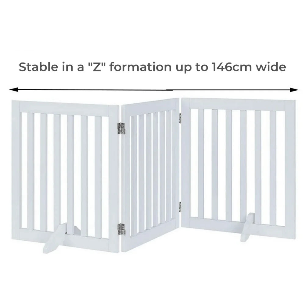 Freestanding Dog Gate Three Panel - White - Pet Care