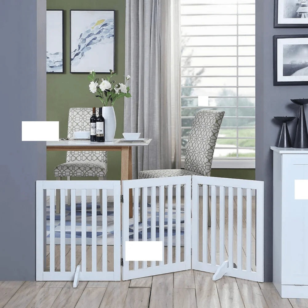 Freestanding Dog Gate Three Panel - White - Pet Care