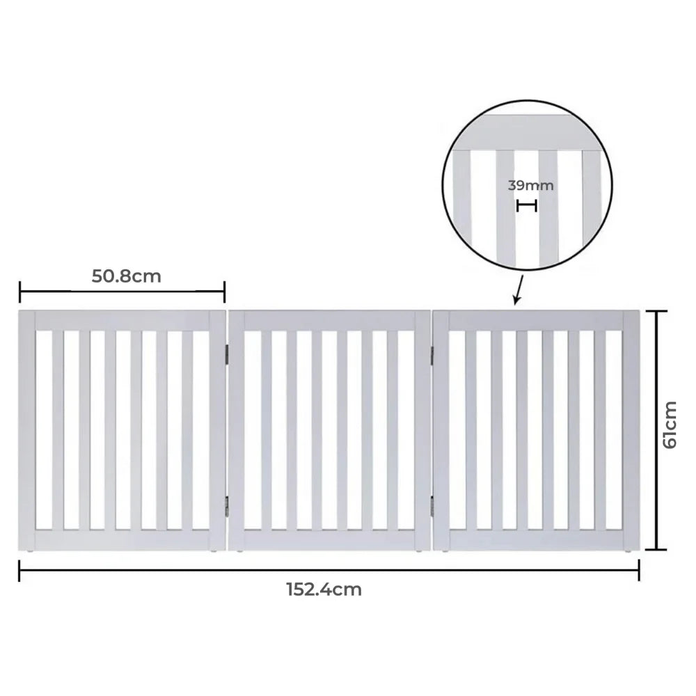 Freestanding Dog Gate Three Panel - White - Pet Care