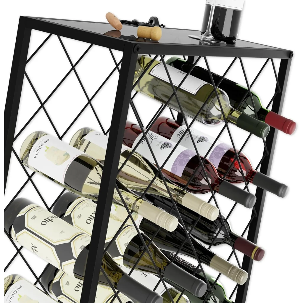 Freestanding Metal Wine Rack for 25 Bottles - Furniture >