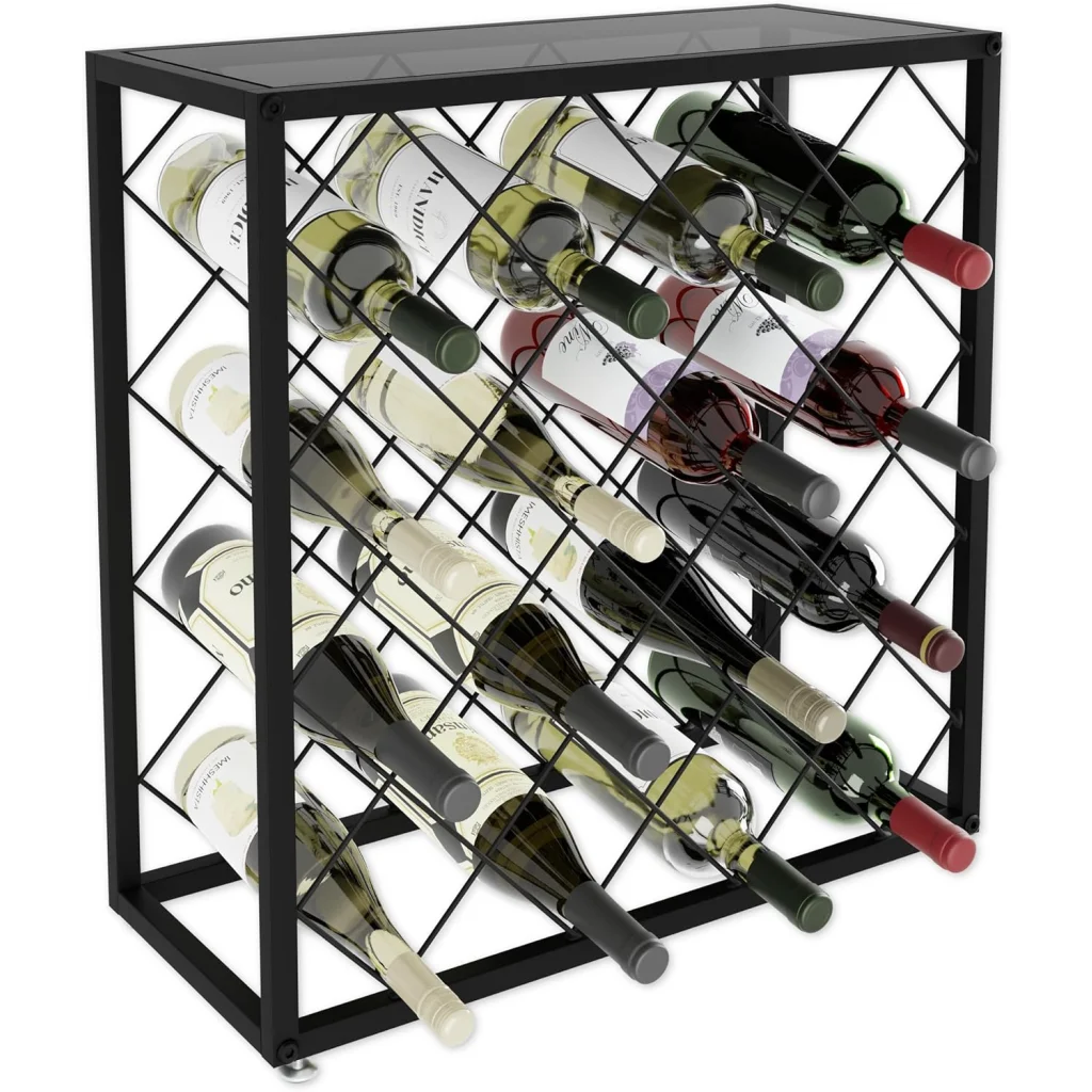 Freestanding Metal Wine Rack for 25 Bottles - Furniture >
