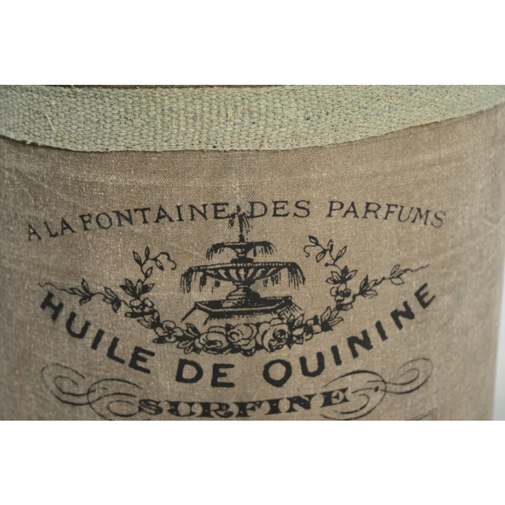 FRENCH CANVAS LEATHER PERFUME OTTOMAN - Furniture > Living