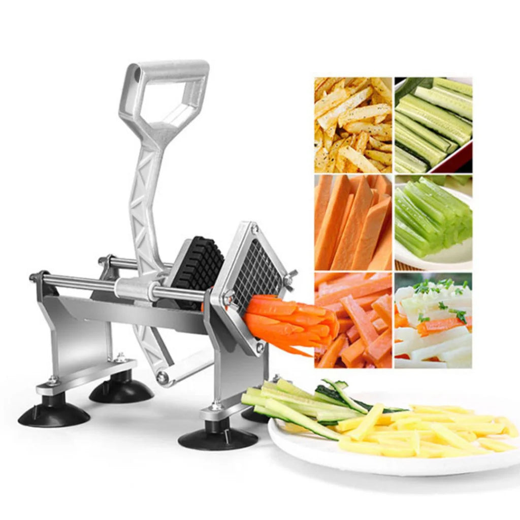 French Fry Cutter Set Premium 2X Commercial Stainless Steel Potato Vegetable Cutter with 3 Blades
