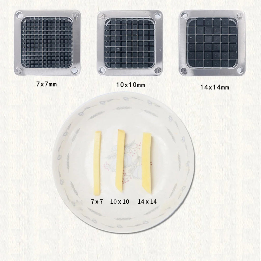French Fry Cutter Set Premium 2X Commercial Stainless Steel Potato Vegetable Cutter with 3 Blades