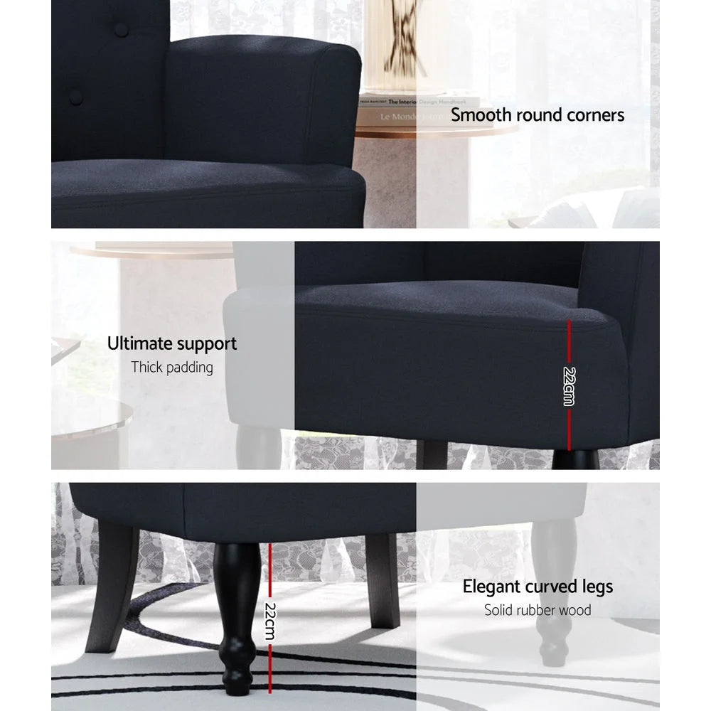 French Lorraine Retro Wing Chair - Black - Bar Stools &