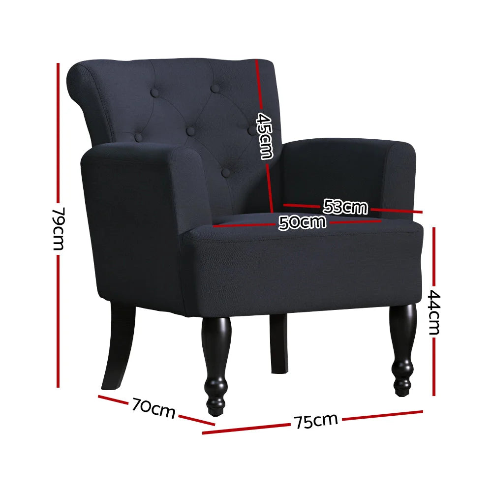 French Lorraine Retro Wing Chair - Black - Bar Stools &