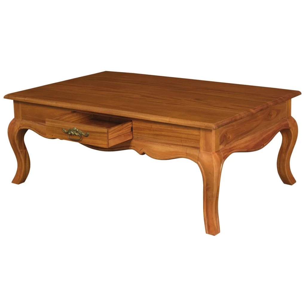 French Provincial 2 Drawer Coffee Table - Light Pecan