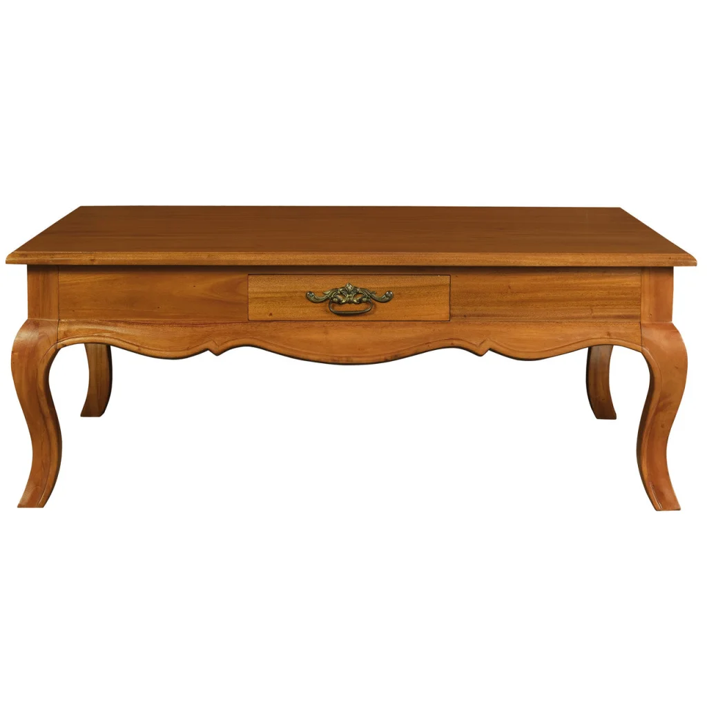 French Provincial 2 Drawer Coffee Table - Light Pecan