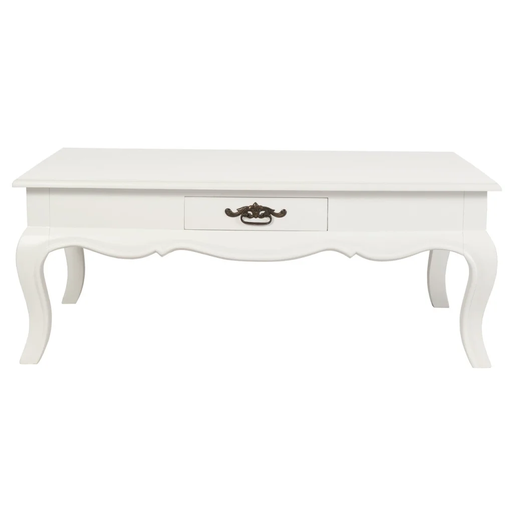French Provincial 2 Drawer Coffee Table - White - Furniture