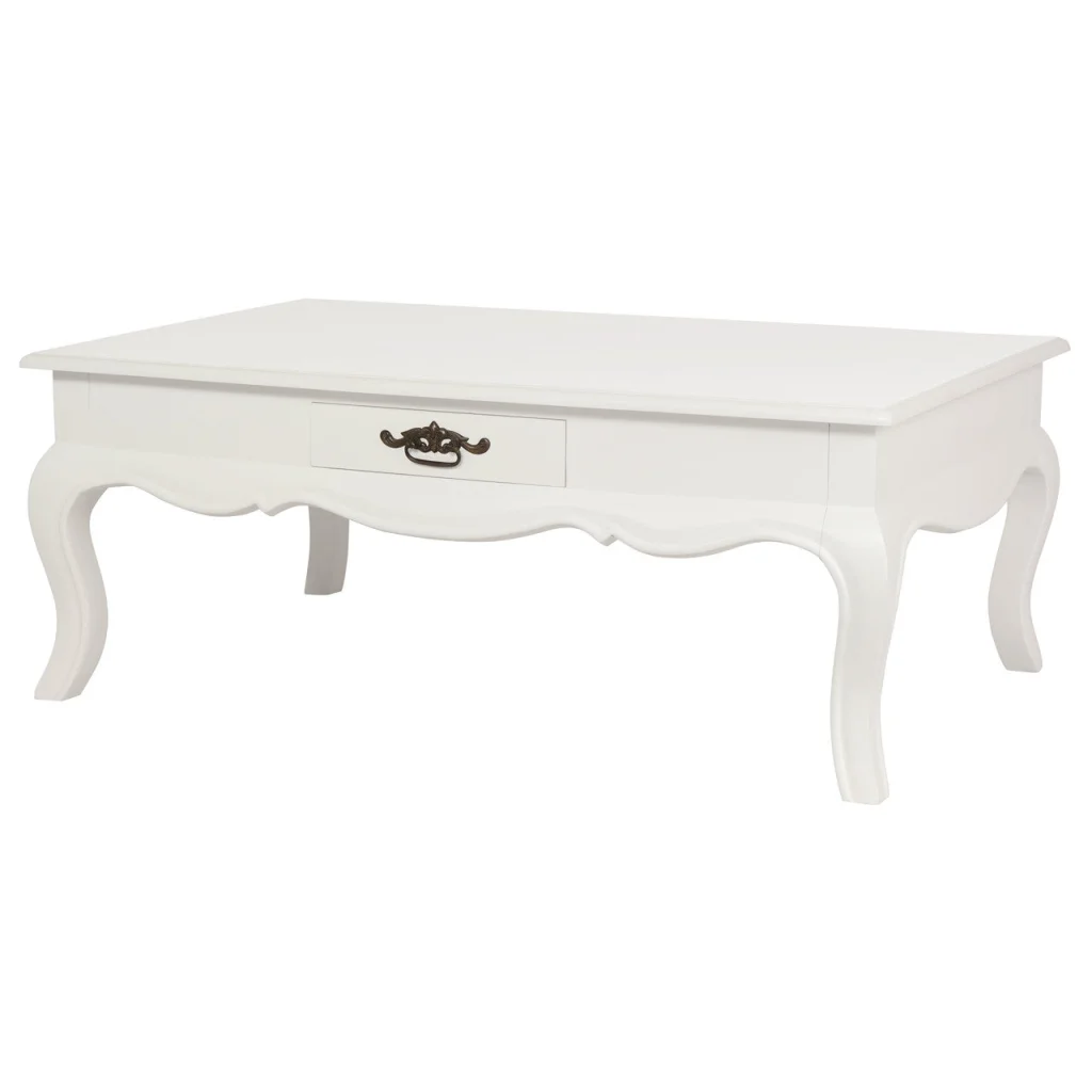 French Provincial 2 Drawer Coffee Table - White - Furniture