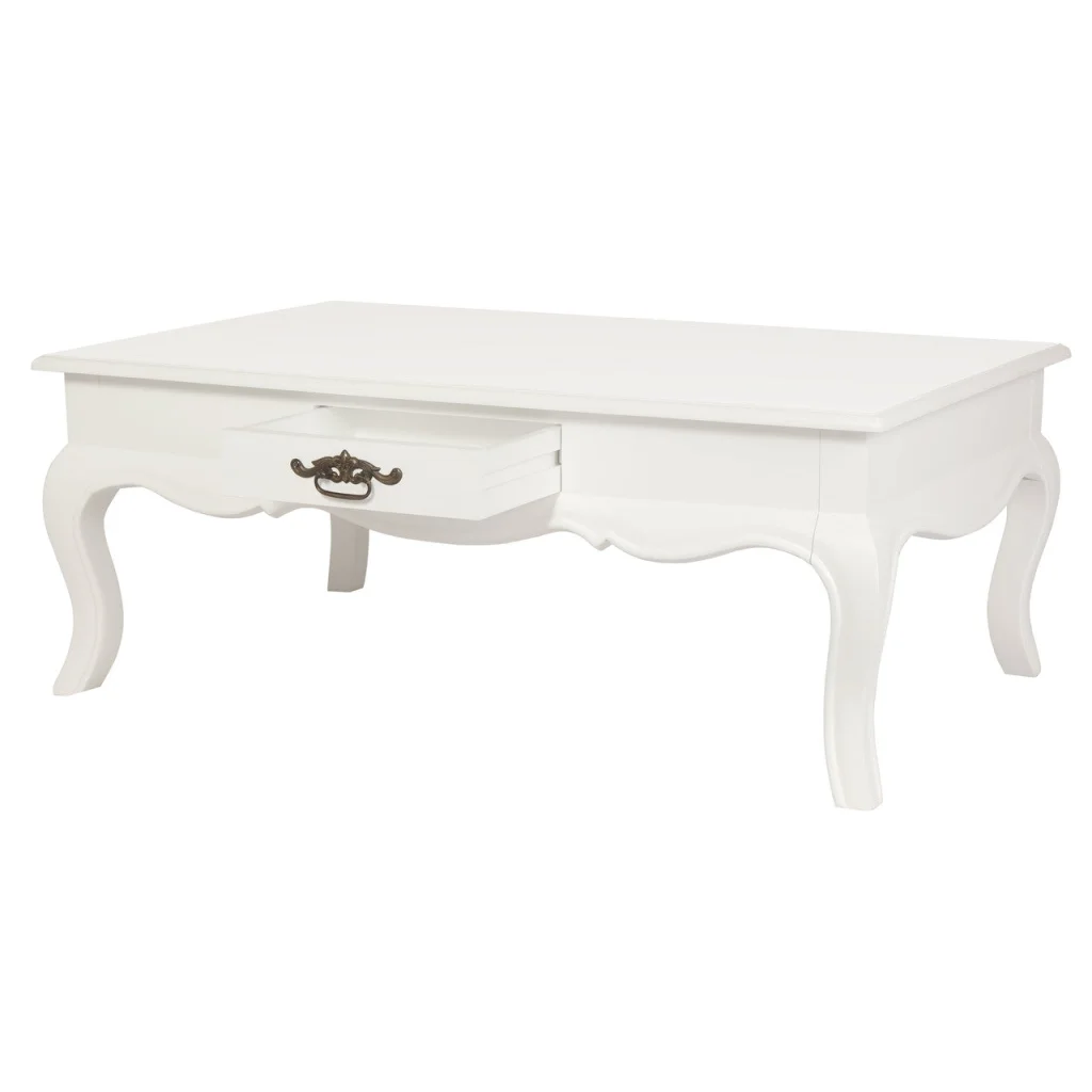 French Provincial 2 Drawer Coffee Table - White - Furniture