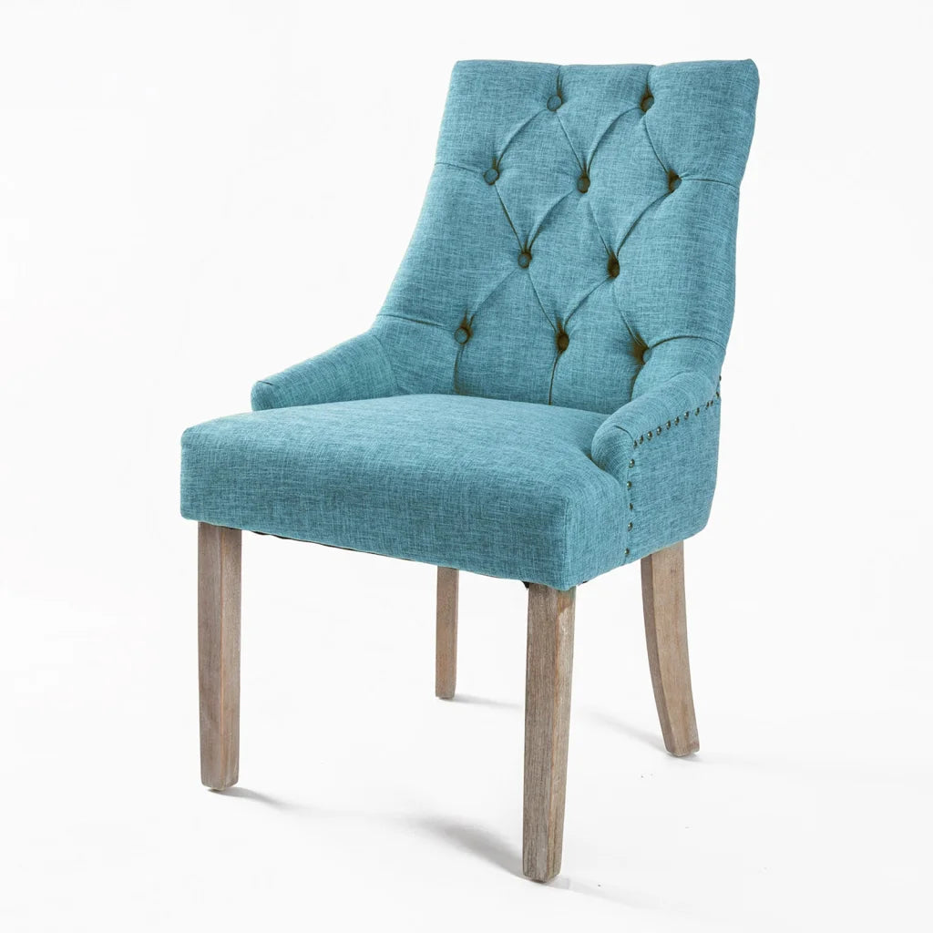 French Provincial Dining Chair Amour Oak Leg - Blue