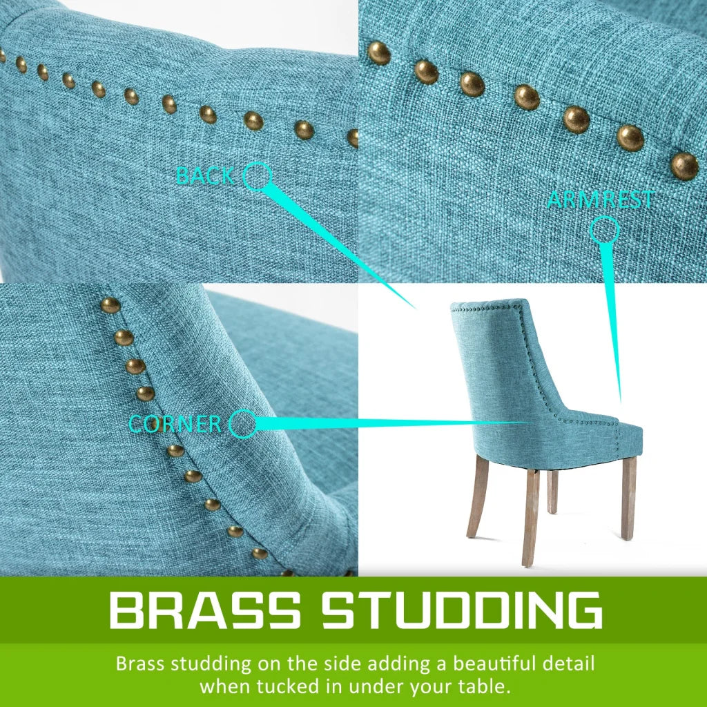 French Provincial Dining Chair Amour Oak Leg Set of 4 - Blue