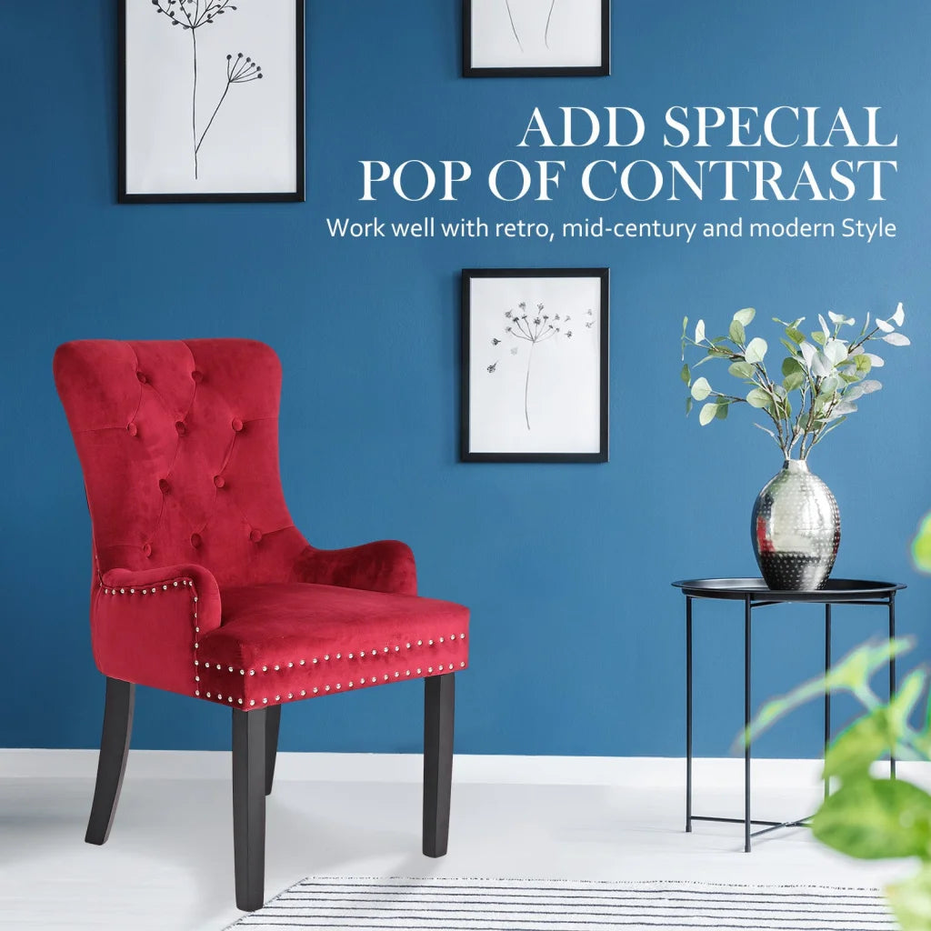 French Provincial Dining Chair Ring Studded Lisse Velvet