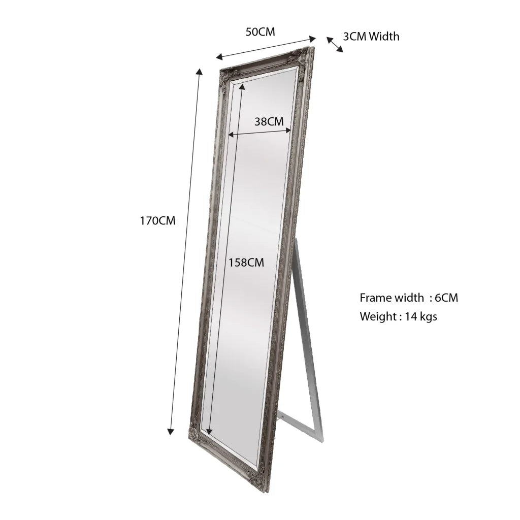 French Provincial Ornate Mirror - Antique Silver - Free