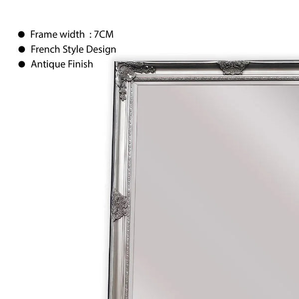 French Provincial Ornate Mirror - Antique Silver - Medium
