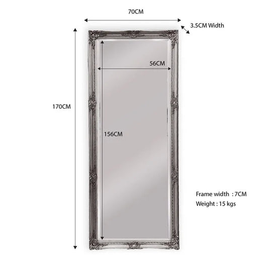 French Provincial Ornate Mirror - Antique Silver - Medium