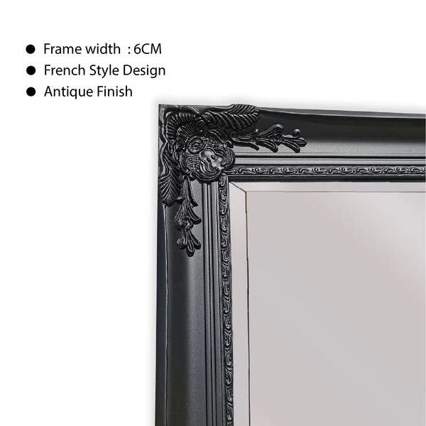 French Provincial Ornate Mirror - Black - Medium 70cm x