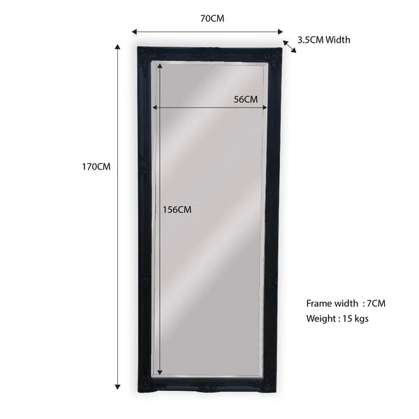 French Provincial Ornate Mirror - Black - Medium 70cm x