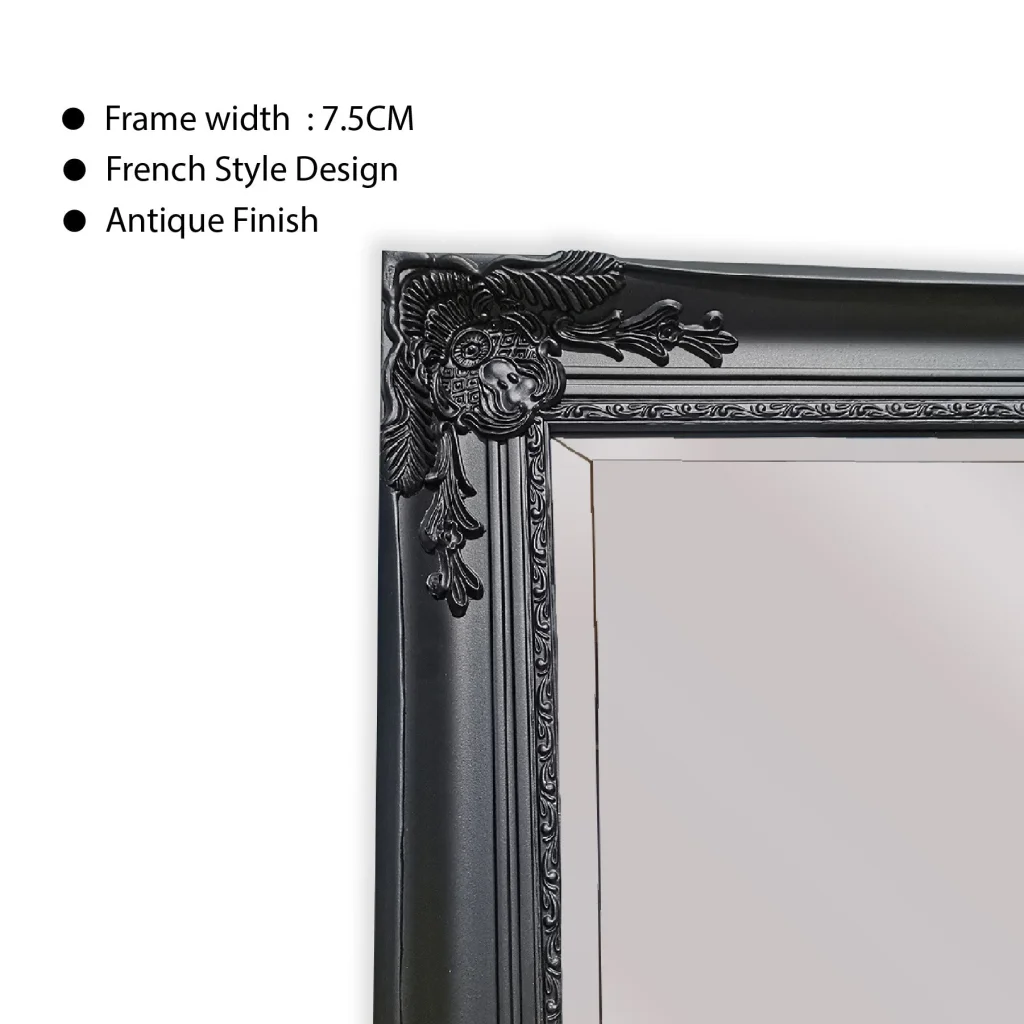 French Provincial Ornate Mirror - BLACK - X Large 100cm x