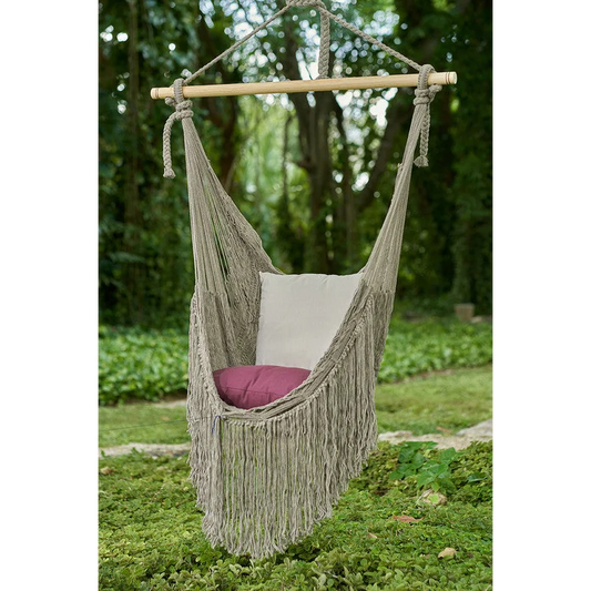 Fringed Cotton Rope Mexican Hammock Swing from Mexico