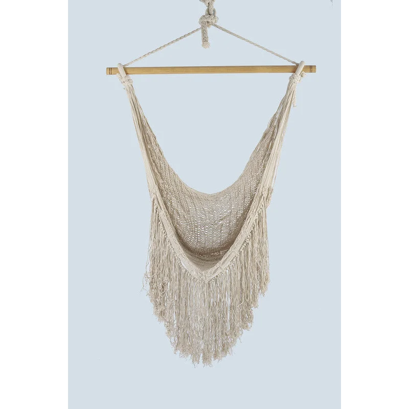 Fringed Cotton Rope Mexican Hammock Swing from Mexico