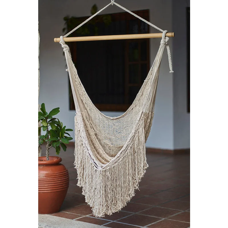 Fringed Cotton Rope Mexican Hammock Swing from Mexico