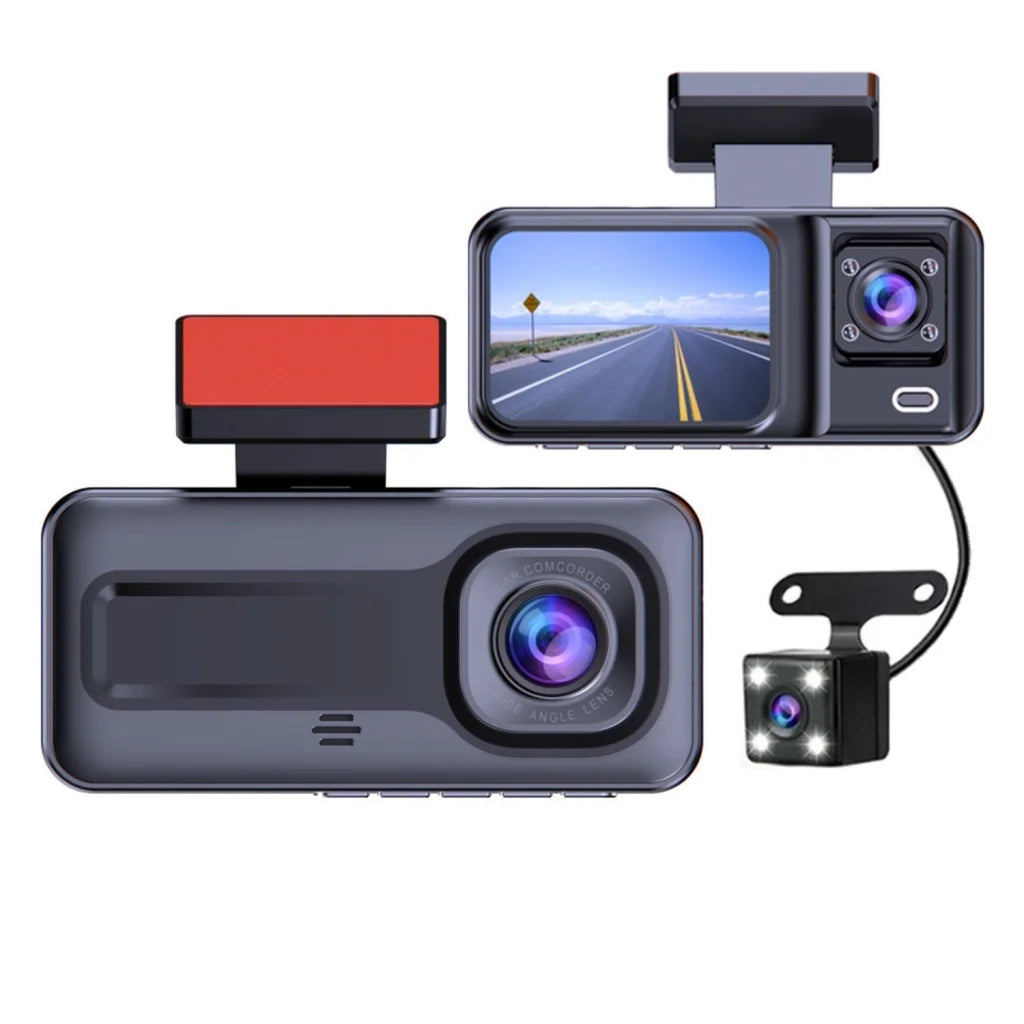 Front and Rear Triple Lens Dash Cam 1080P HD Three-Lens