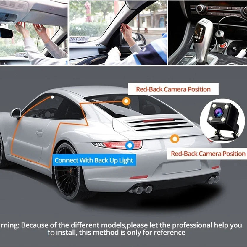 Front and Rear Triple Lens Dash Cam 1080P HD Three-Lens
