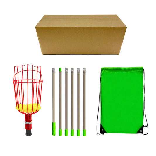 Fruit picking tool with telescopic pole - stainless steel