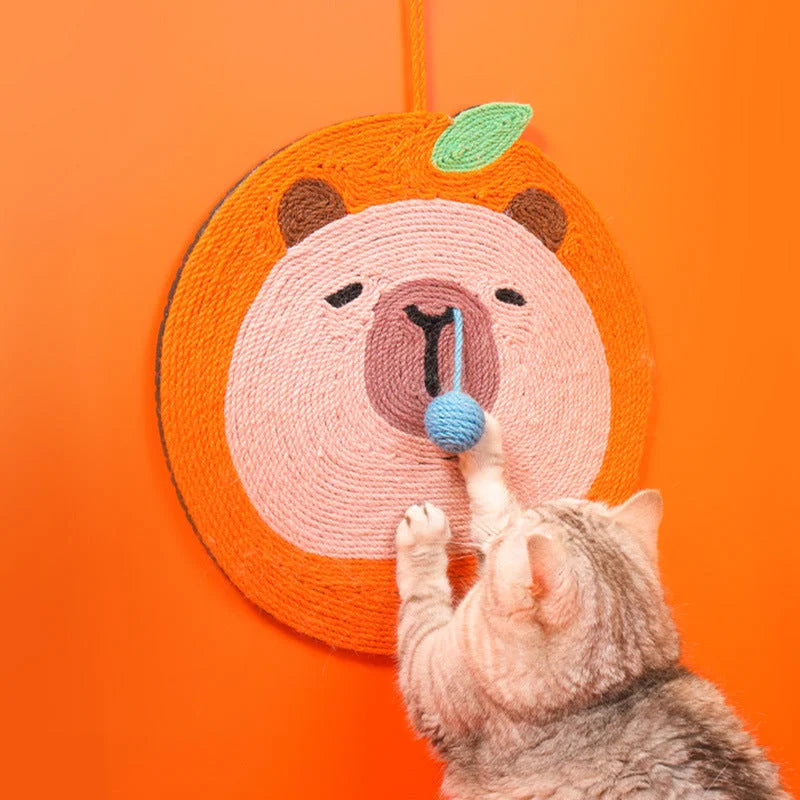Fruit-Themed Capybara Cat Scratching Pad - Sisal Rope EVA