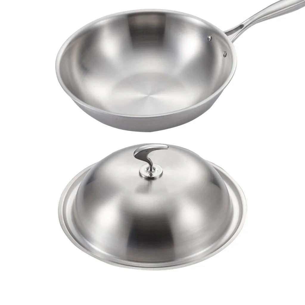 Fry Pan Premium 18/10 Stainless Steel 32cm Top Grade Cooking Skillet with Lid