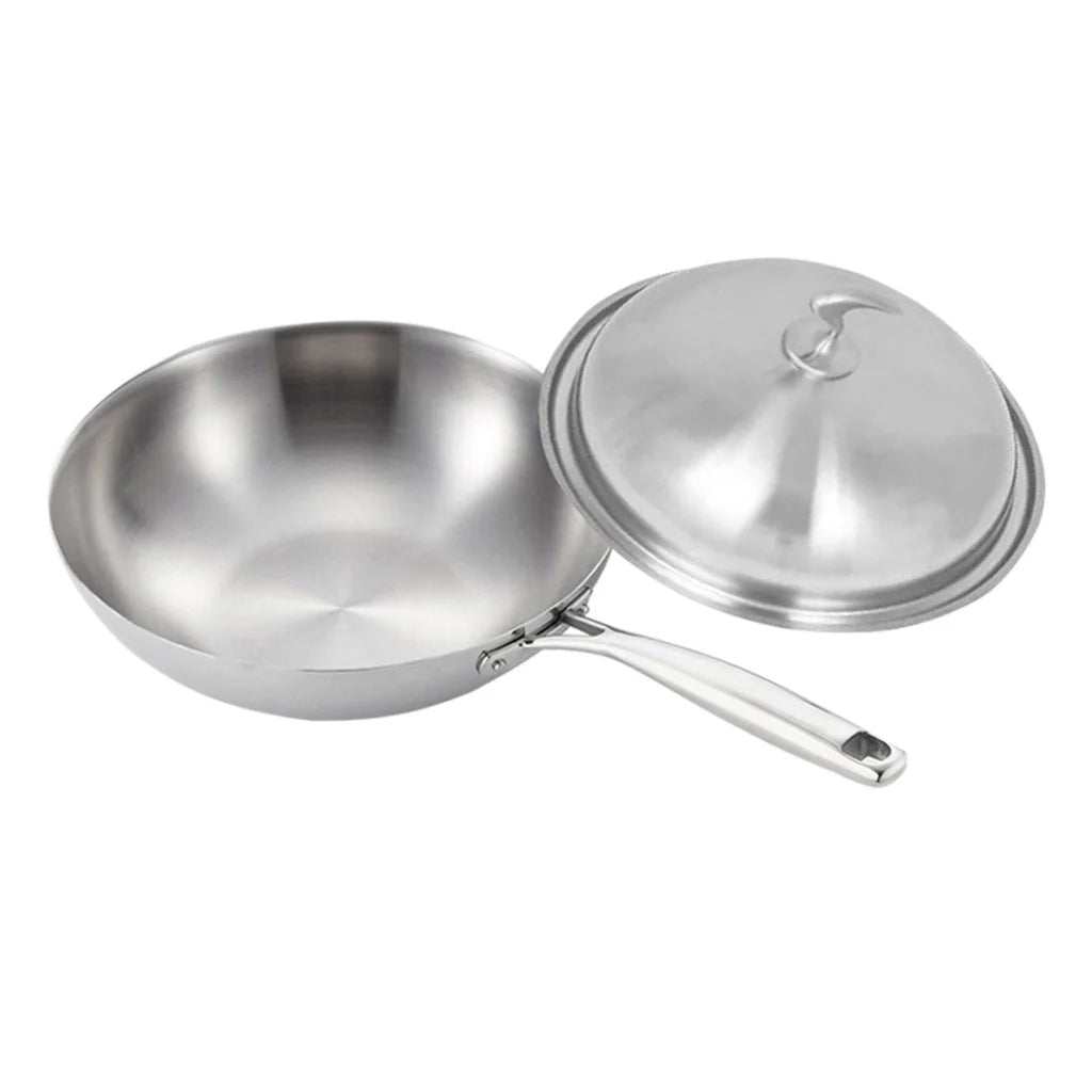 Fry Pan Premium 18/10 Stainless Steel 32cm Top Grade Cooking Skillet with Lid