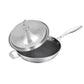 Fry Pan Premium 18/10 Stainless Steel 34cm Top Grade Textured Non-Stick Interior Skillet with Helper Handle and Lid