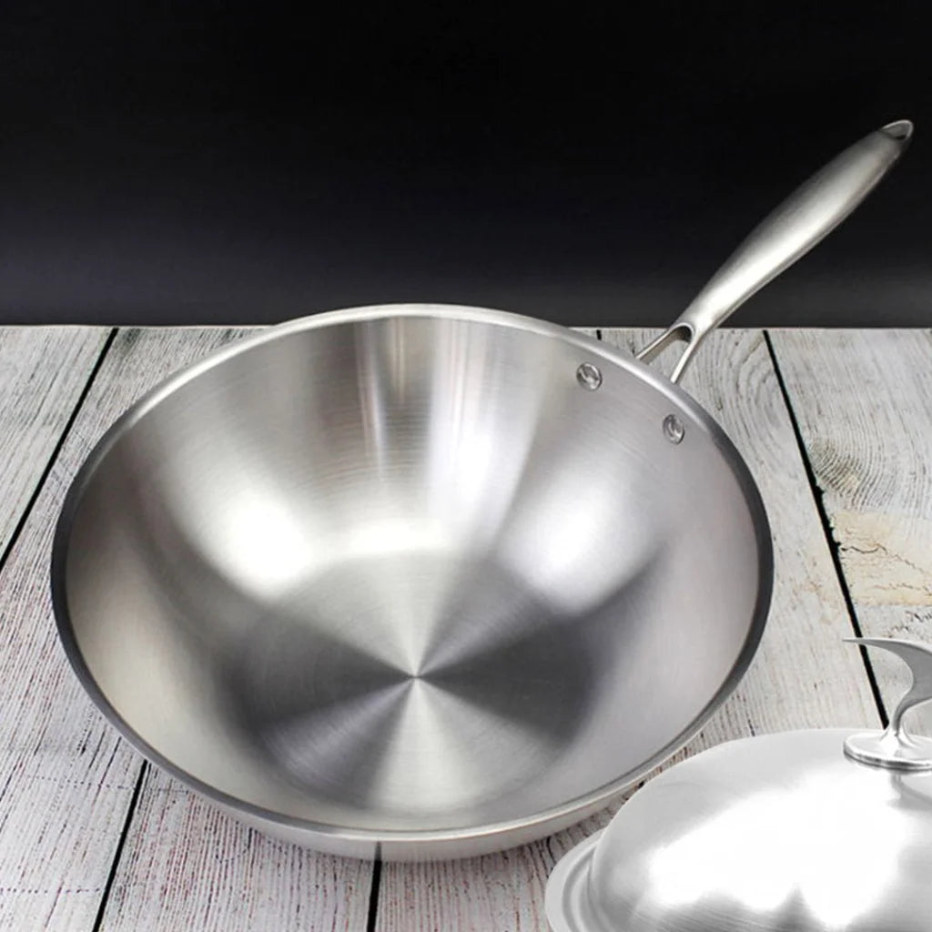 Fry Pan Premium 2X 18/10 Stainless Steel 32cm Top Grade Cooking Skillet with Lid